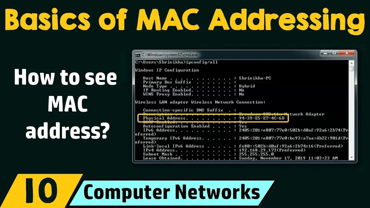 check the Mac address of the computer